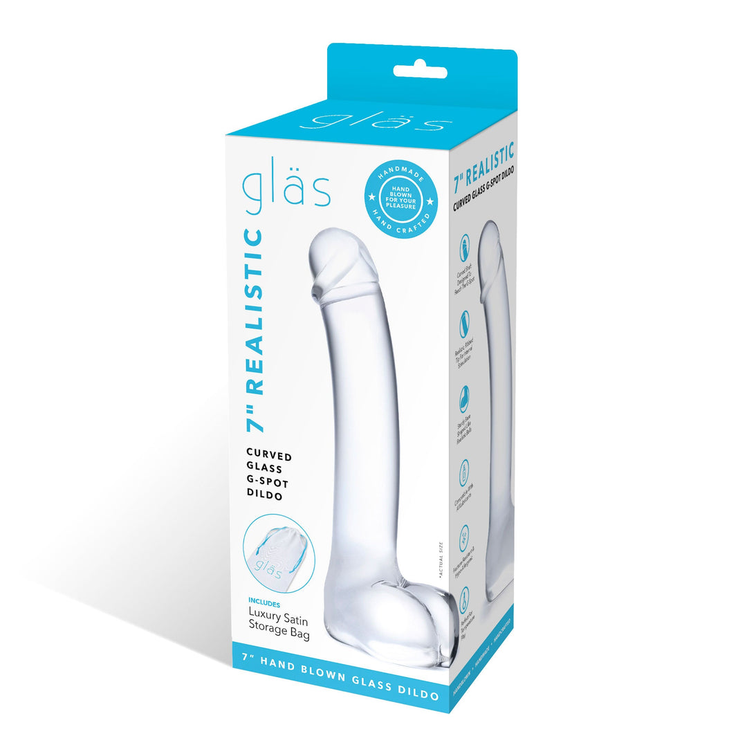 7 Inch Realistic Curved Glass G-Spot Dildo - Clear