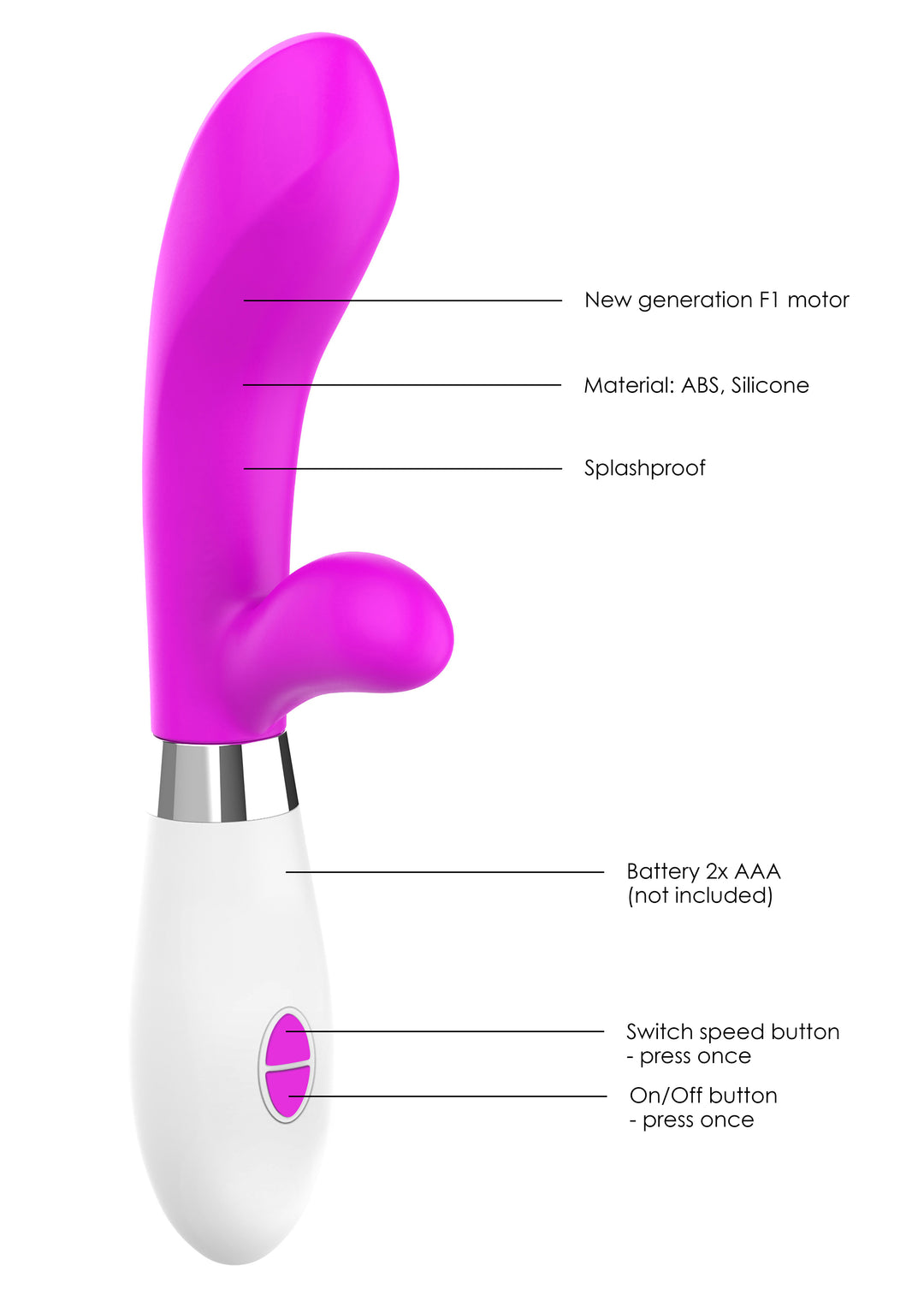 Achilles - Ultra Soft Silicone - 10 Speeds - Fuchsia