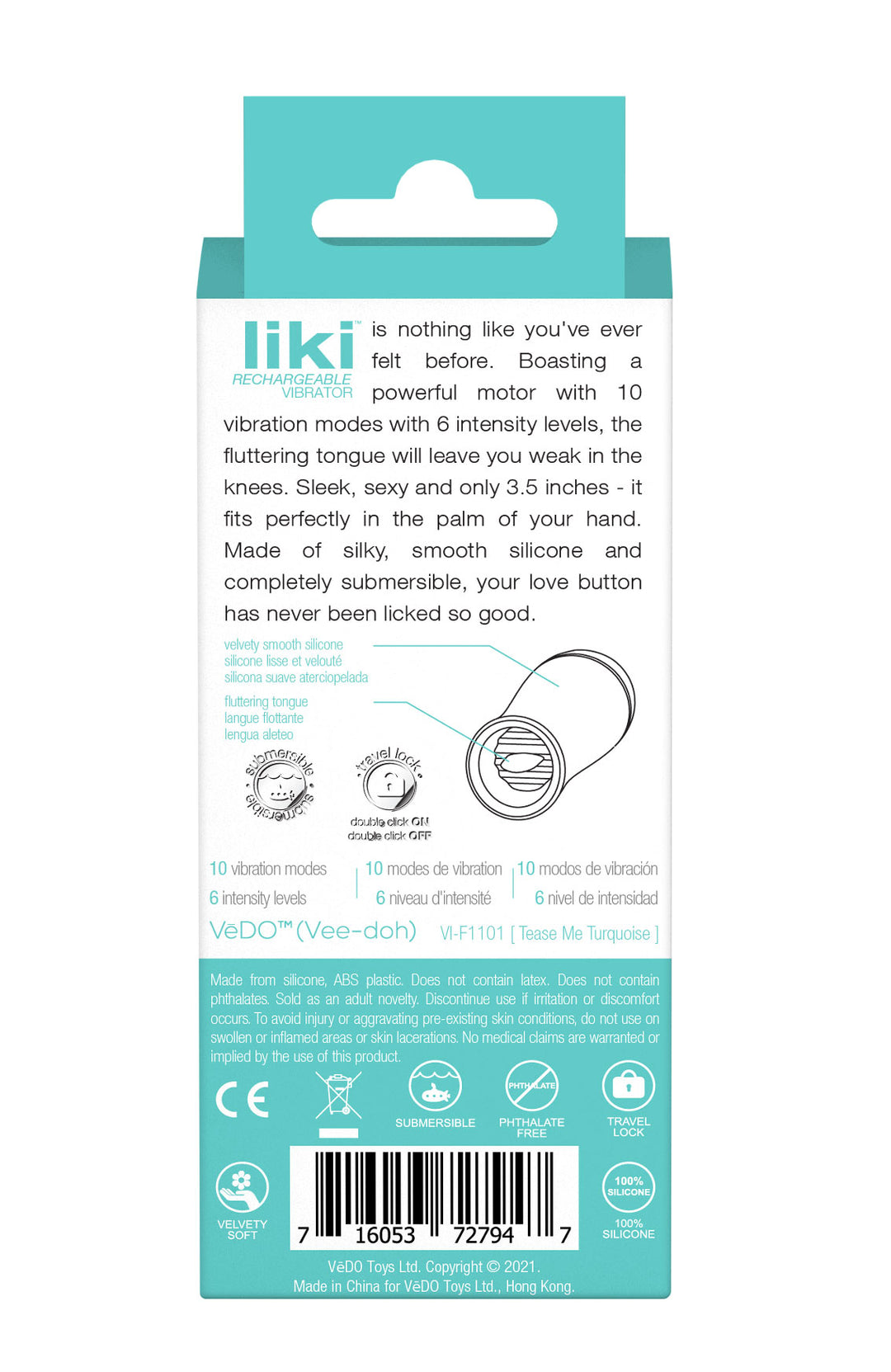 Liki Rechargeable Flicker Vibe - Tease Me Turqoise