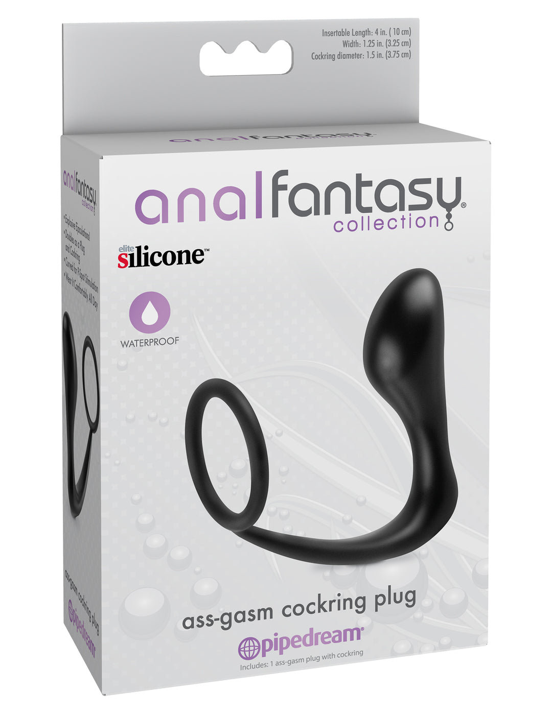 Anal Fantasy Collection Ass Gasm Cockring Plug - Black