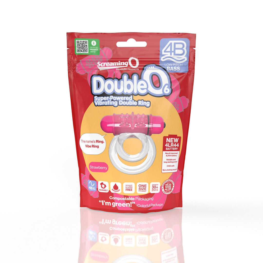 Screaming O 4b - Double O Super Powered Vibrating  Double Ring - Strawberry