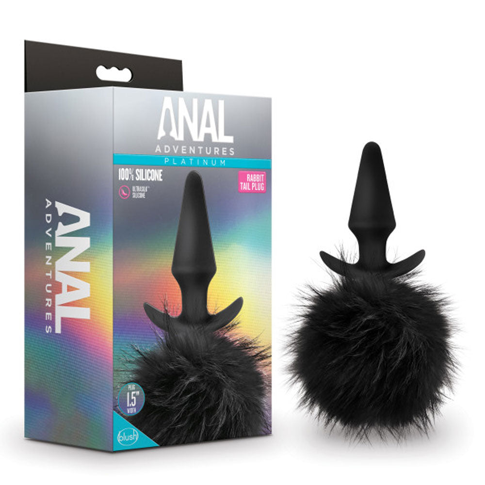 Anal Adventures - Platinum - Rabbit Tail  Plug -  Black