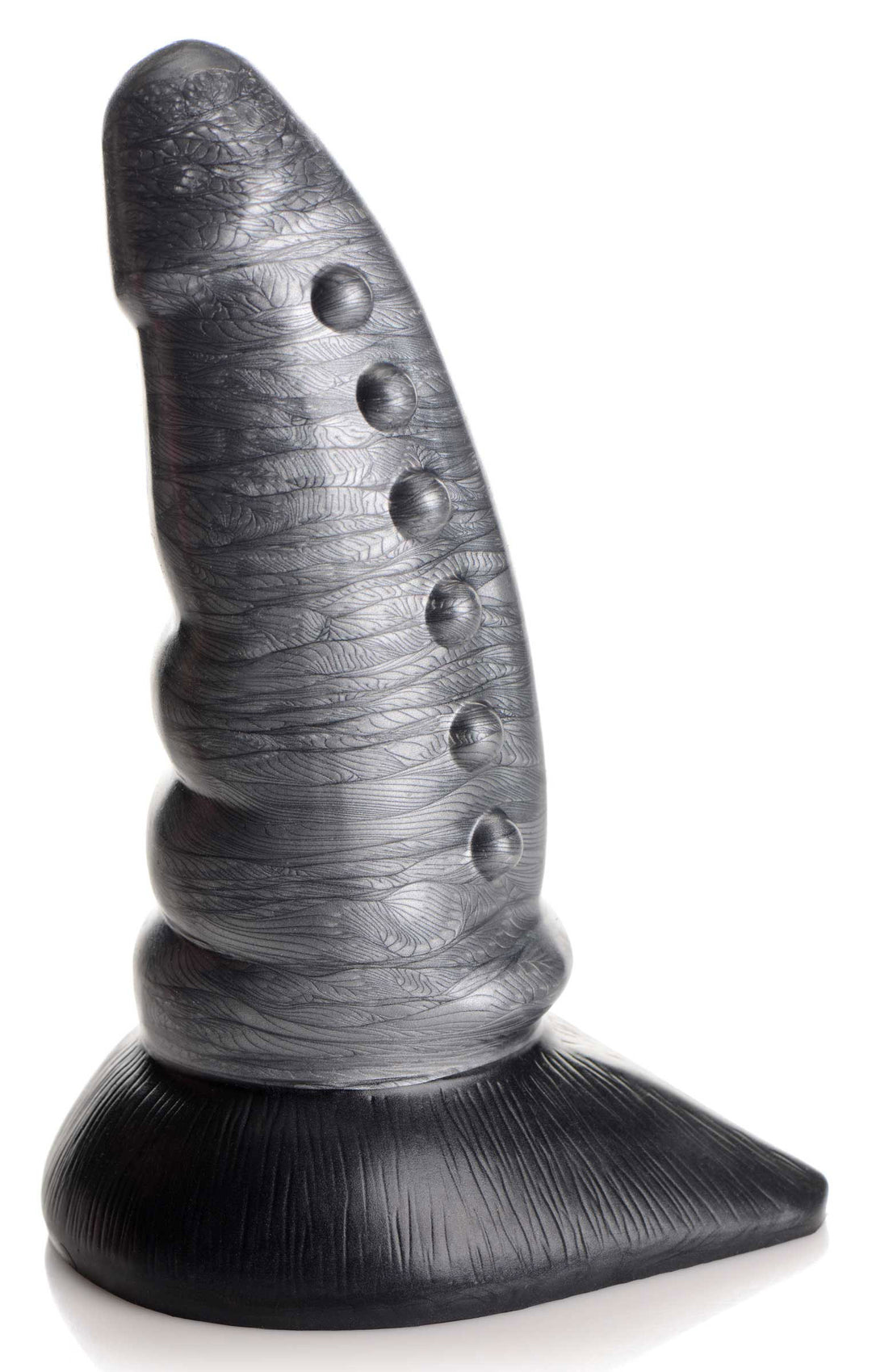 Beastly Tapered Bumpy Silicone Dildo - Silver