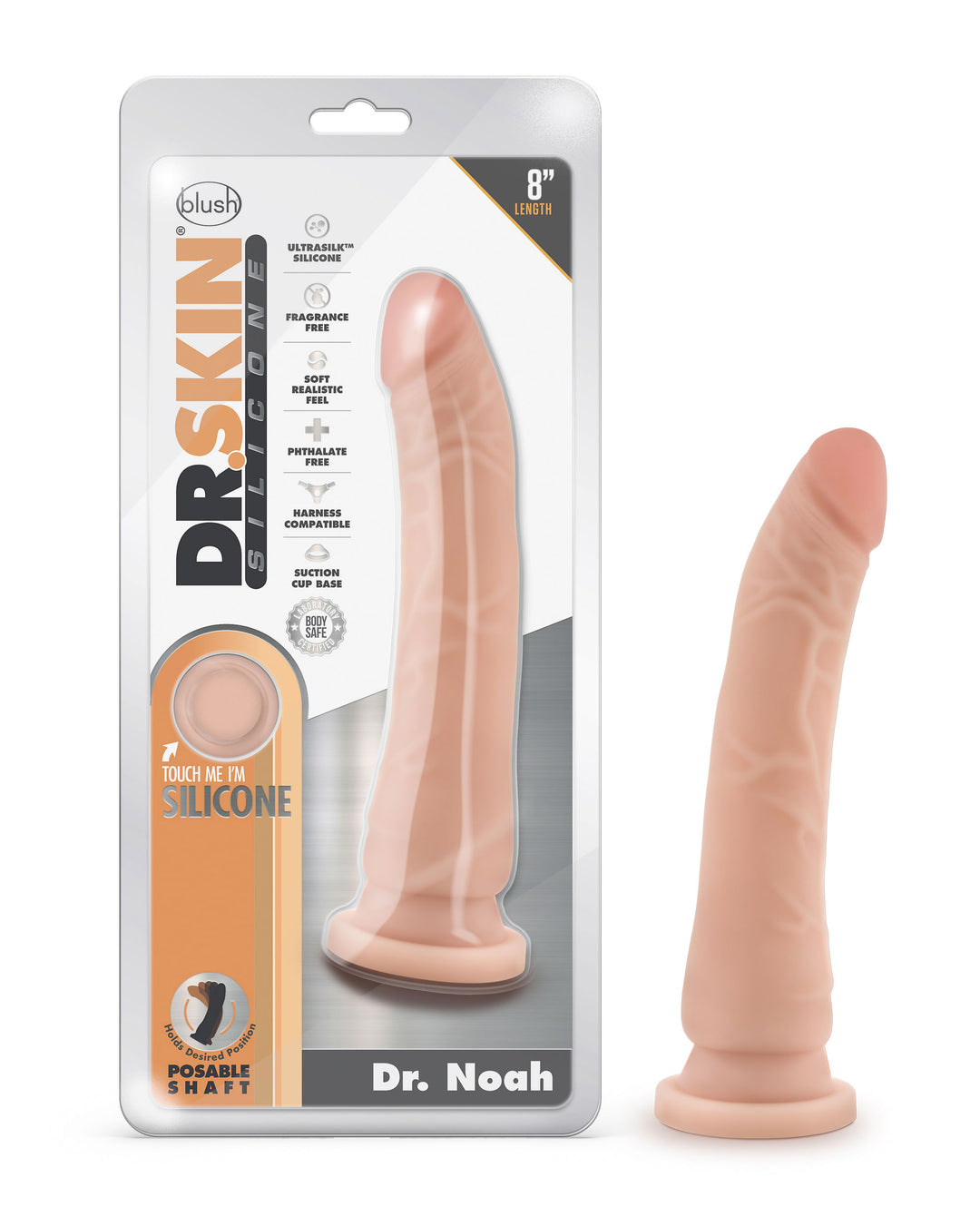 Dr. Skin Silicone - Dr. Noah - 8 Inch Dong With    Suction Cup - Vanilla