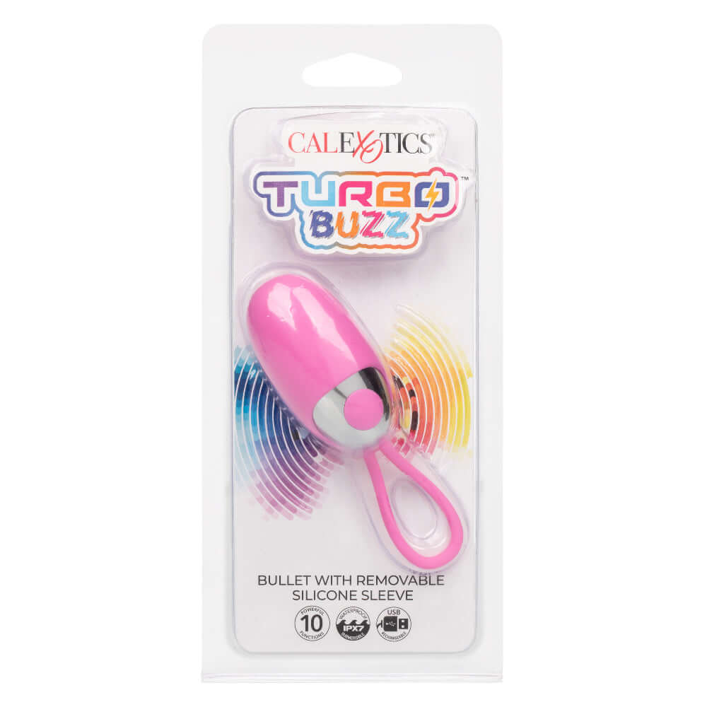 Turbo Buzz Bullet With Removable Silicone Sleeve - Pink