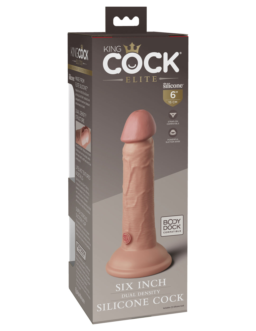 King Cock Elite 6 Inch Silicone Dual Density Cock  - Light