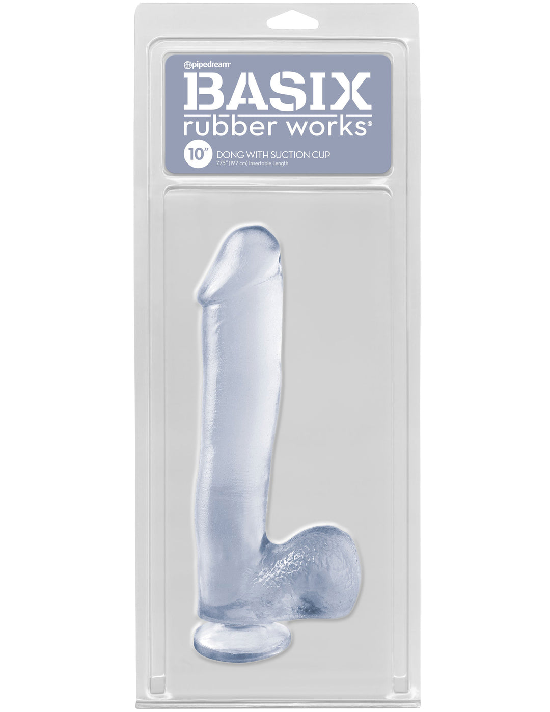 Basix Rubber Works - 10 Inch Dong With Suction Cup - Clear