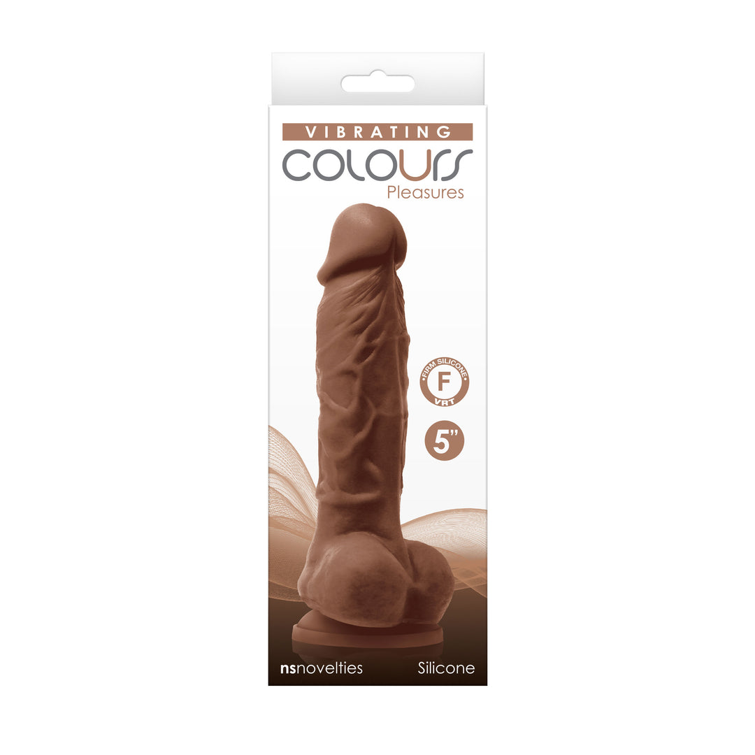 Colours - Pleasures - Vibrating - 5 Inch Dildo -  Brown