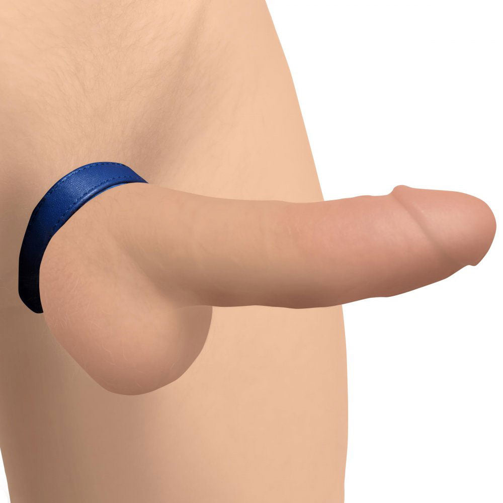 Leather and Velcro Cock Ring - Blue