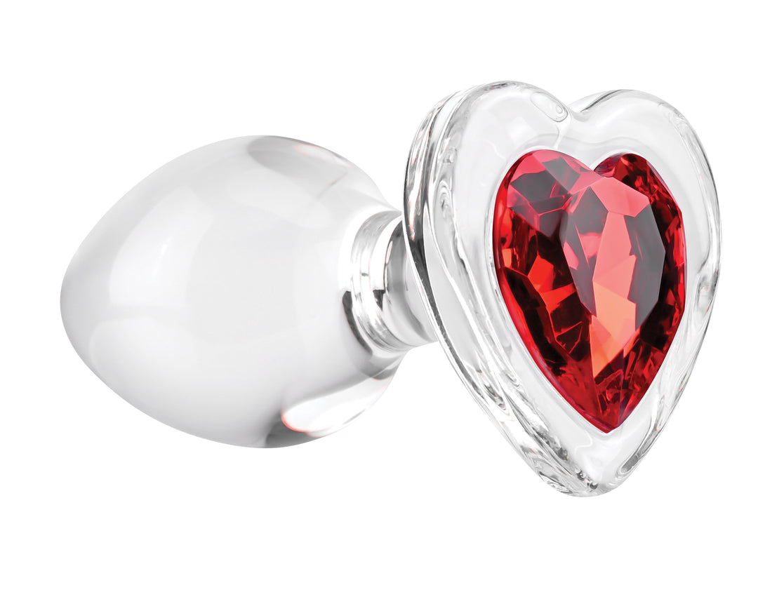 Red Heart Gem Glass Plug - Medium