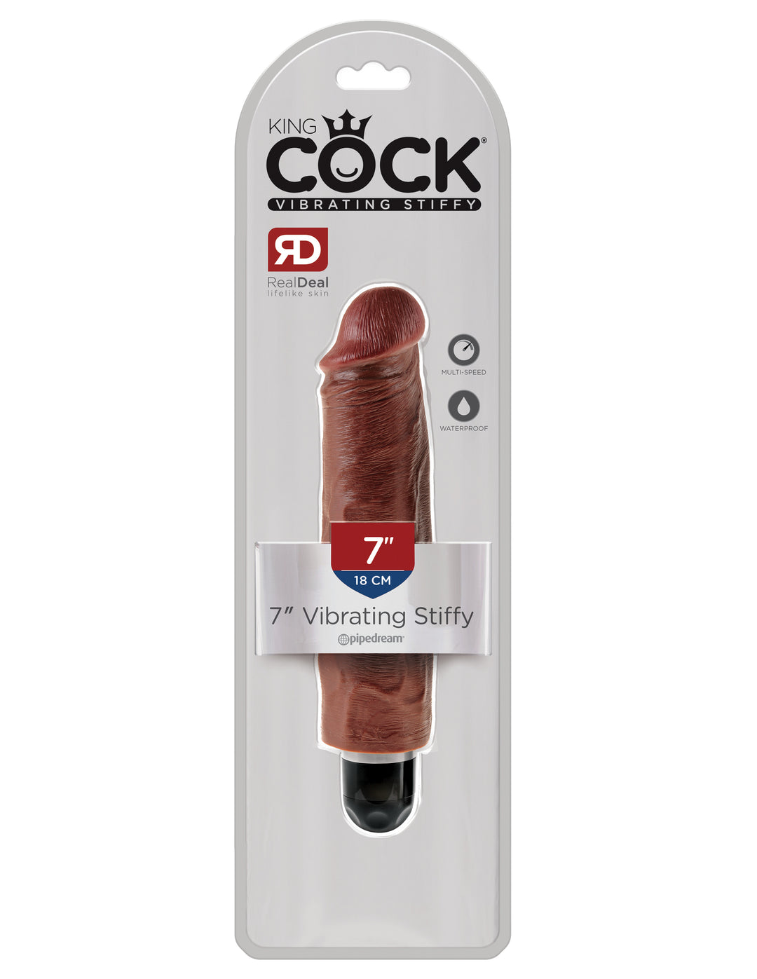 King Cock 7 Inch Vibrating Stiffy - Brown