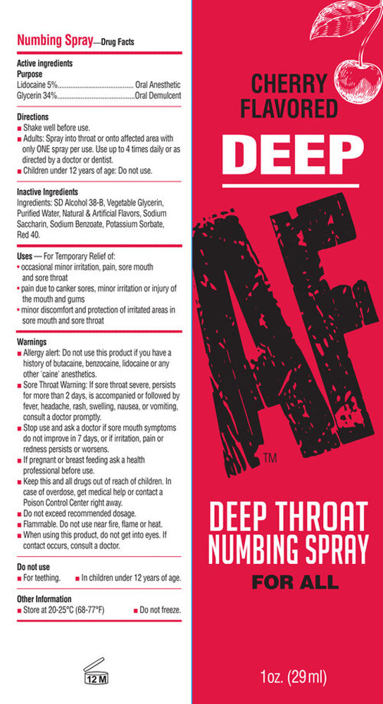 Deep Af Deep Throat Numbing Spray -  Cherry - 1 Fl. Oz.