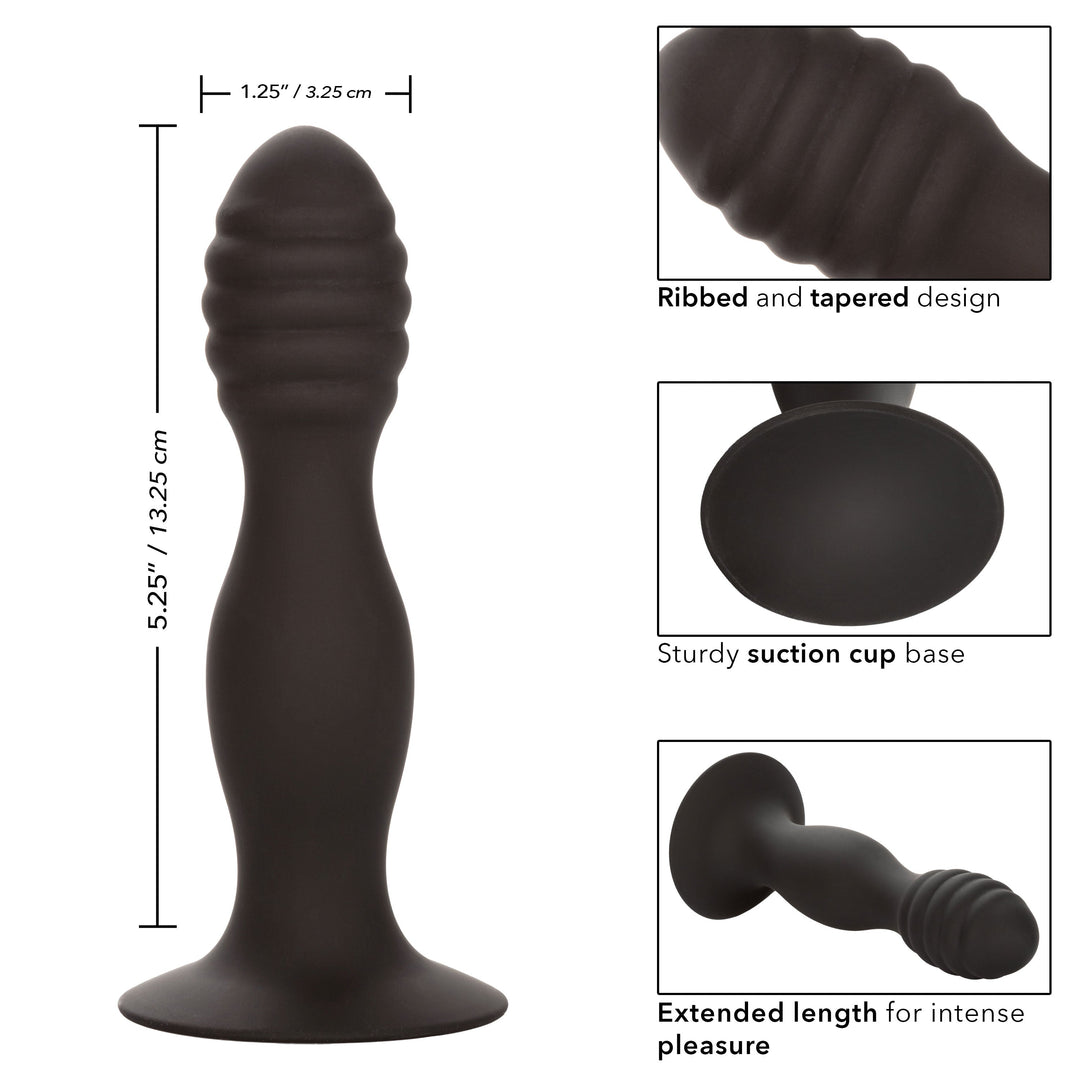 Silicone Ribbed Anal Stud - Black