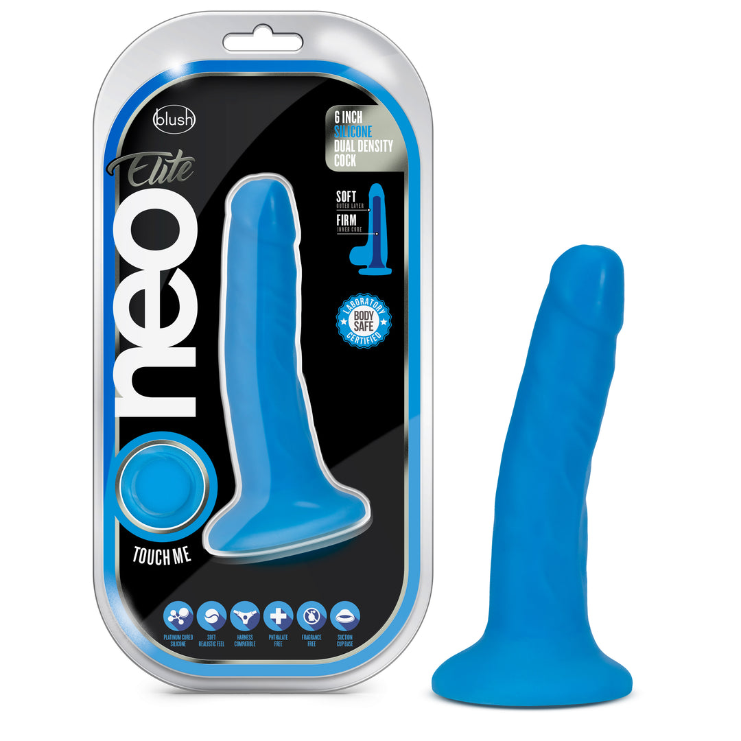 Neo Elite - 6 Inch Dual Density Cock - Neon Blue