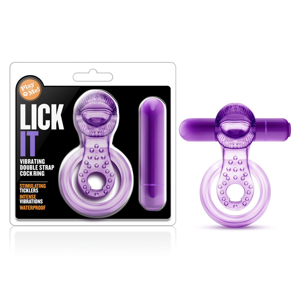 Play With Me - Lick It - Vibrating Double Strap Cockring - Purple