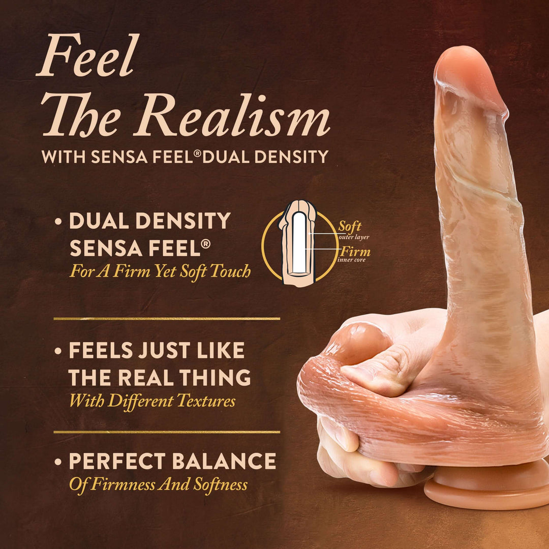 Renaissance - Davinci - 8 Inch Sliding Foreskin Dildo With Squeezable Balls - Tan