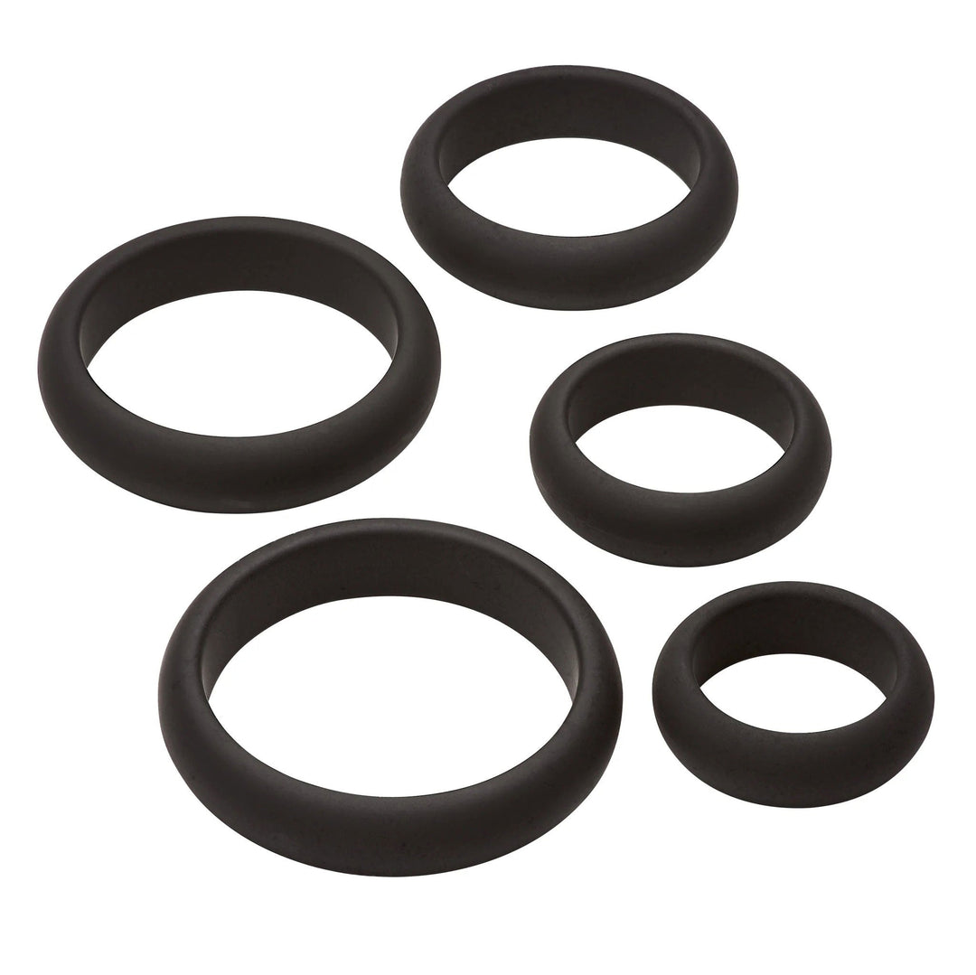 Cloud 9 Comfort Cock Rings With Flat Back 5 Pack - Black