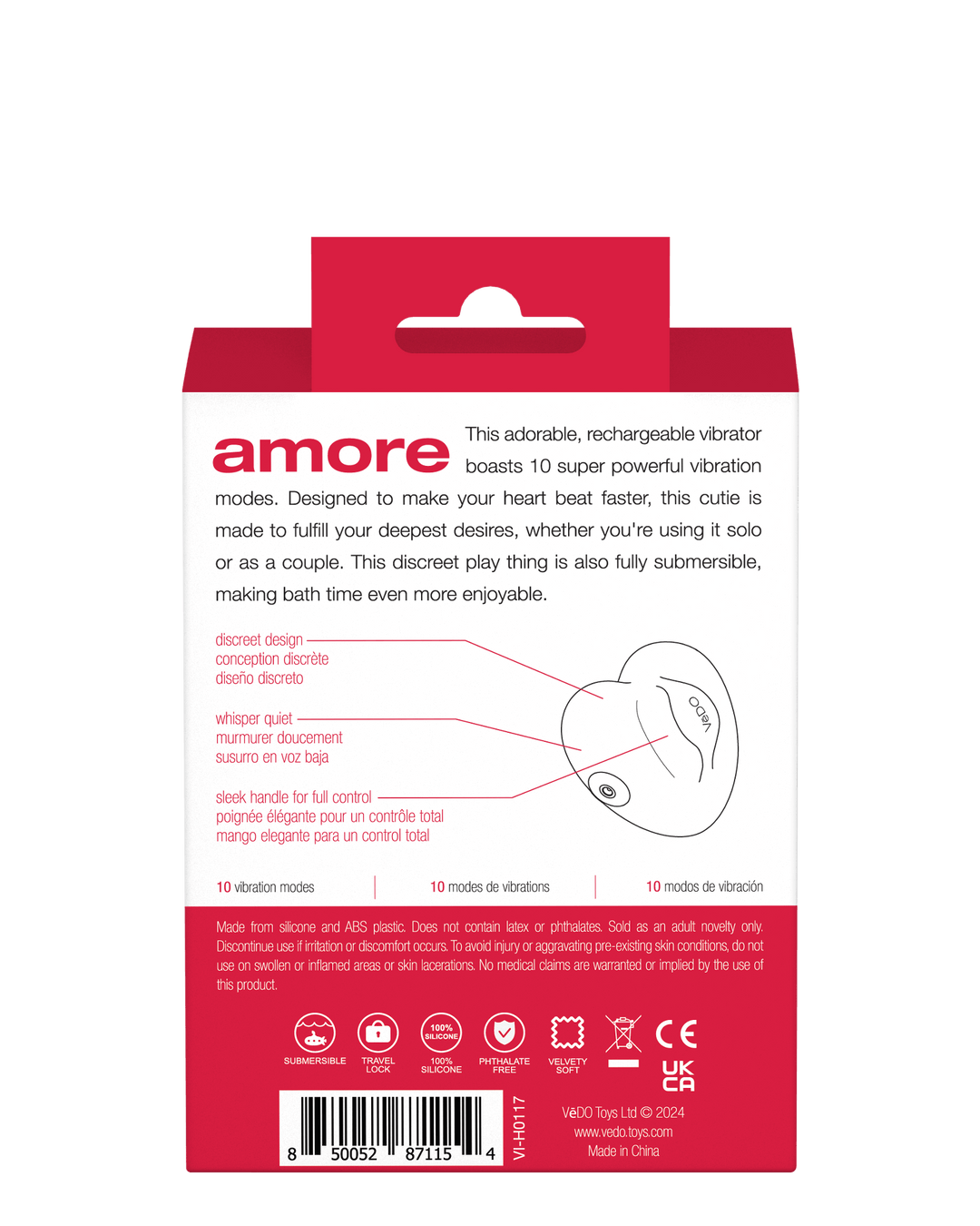 Amore Rechargeable Pleasure Vibe - Red