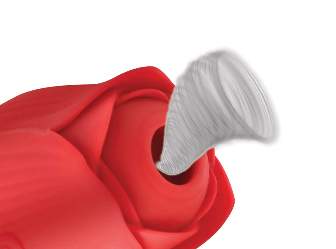 Bloomgasm Romping Rose Suction and Thrusting  Vibrator - Red