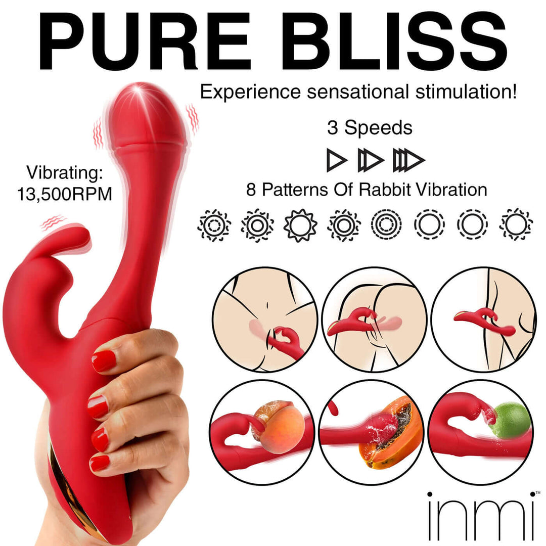 Rabbit Flick Flicking Silicone Rabbit Vibrator -  Red