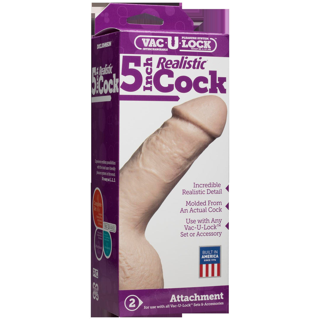 Vac-U-Lock 5-Inch Realistic Cock - White