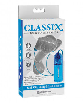 Classix Dual Vibrating Head Teaser - Blue/clear