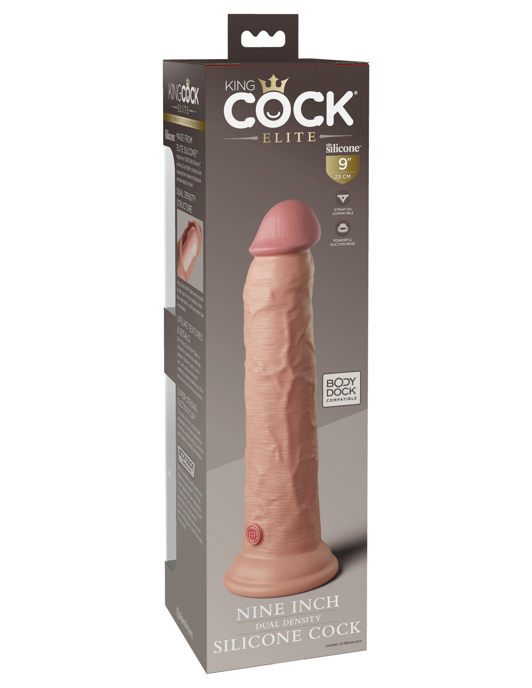 King Cock Elite 9 Inch Silicone Dual Density  Cock - Light