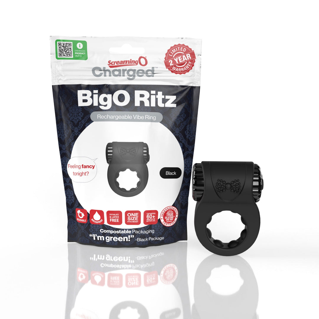 Screaming O - Big O Ritz Rechargeable Vibe Ring -  Black