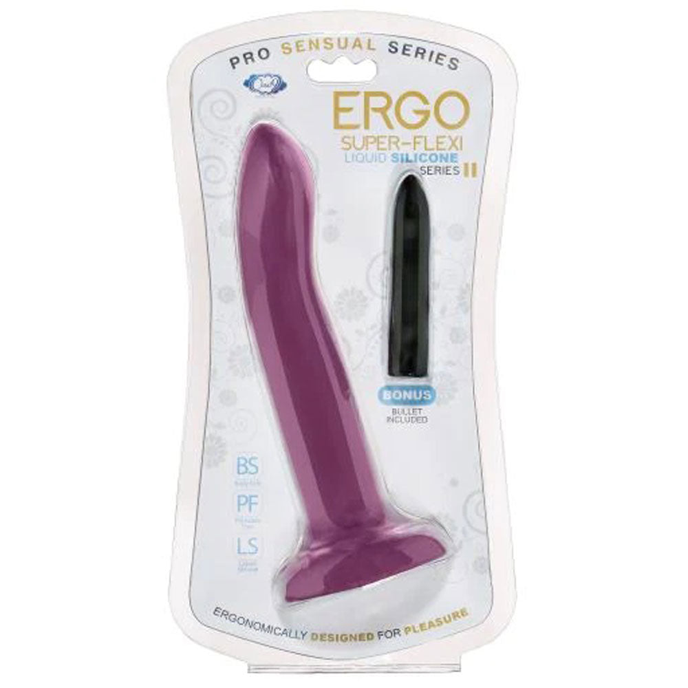 Ergo Super Flexi II Dong Soft and Flexible Liquid  Silicone With Vibrator - Plum