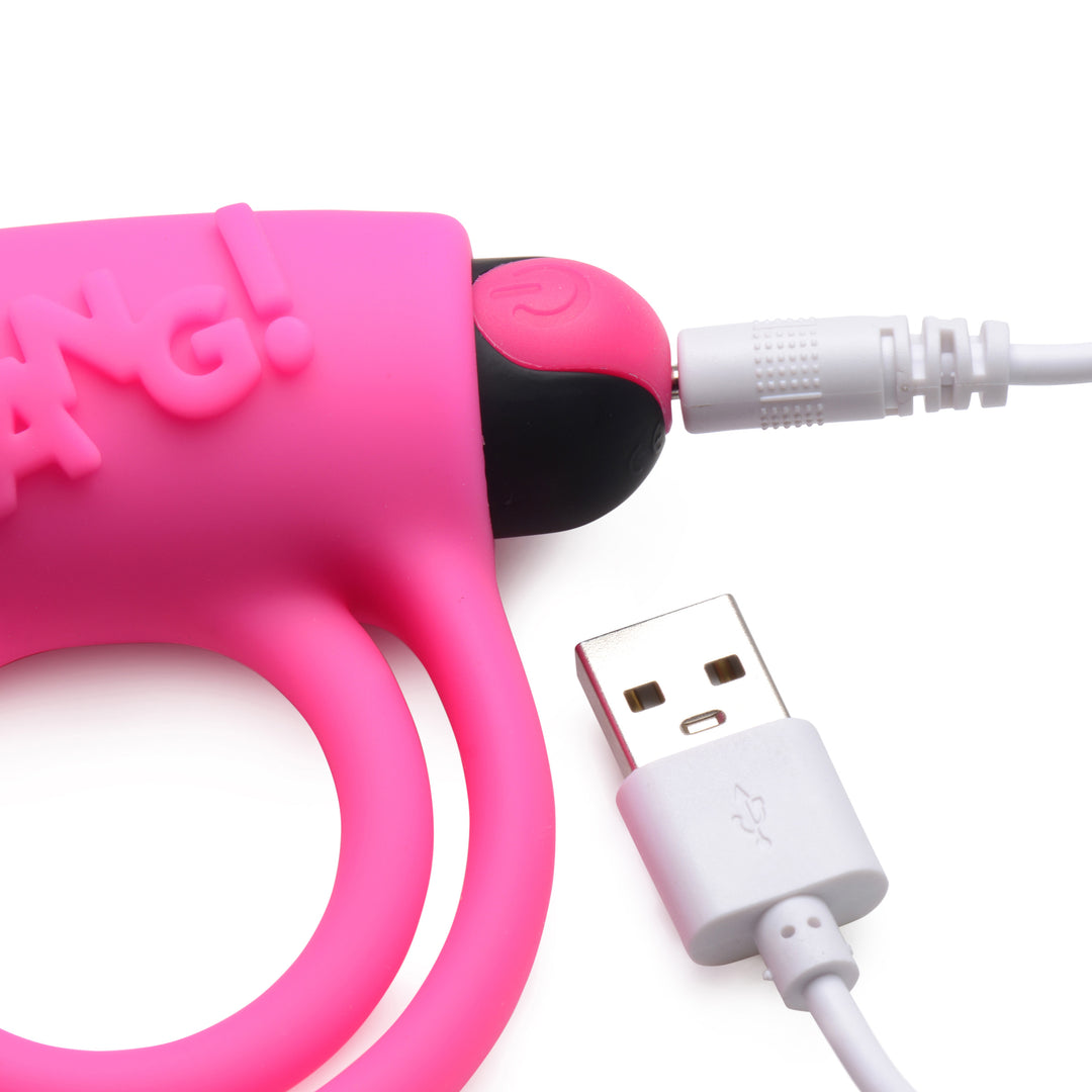 Bang - Silicone Cock Ring and Bullet With Remote Control - Pink