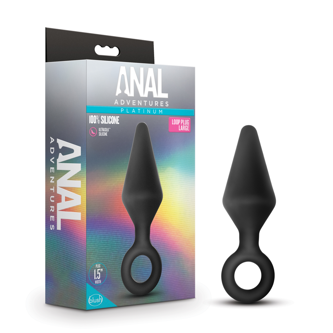 Anal Adventures Platinum - Silicone Loop Plug -  Large - Black