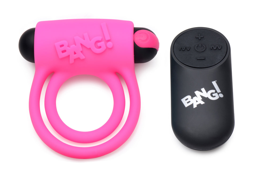 Bang - Silicone Cock Ring and Bullet With Remote Control - Pink