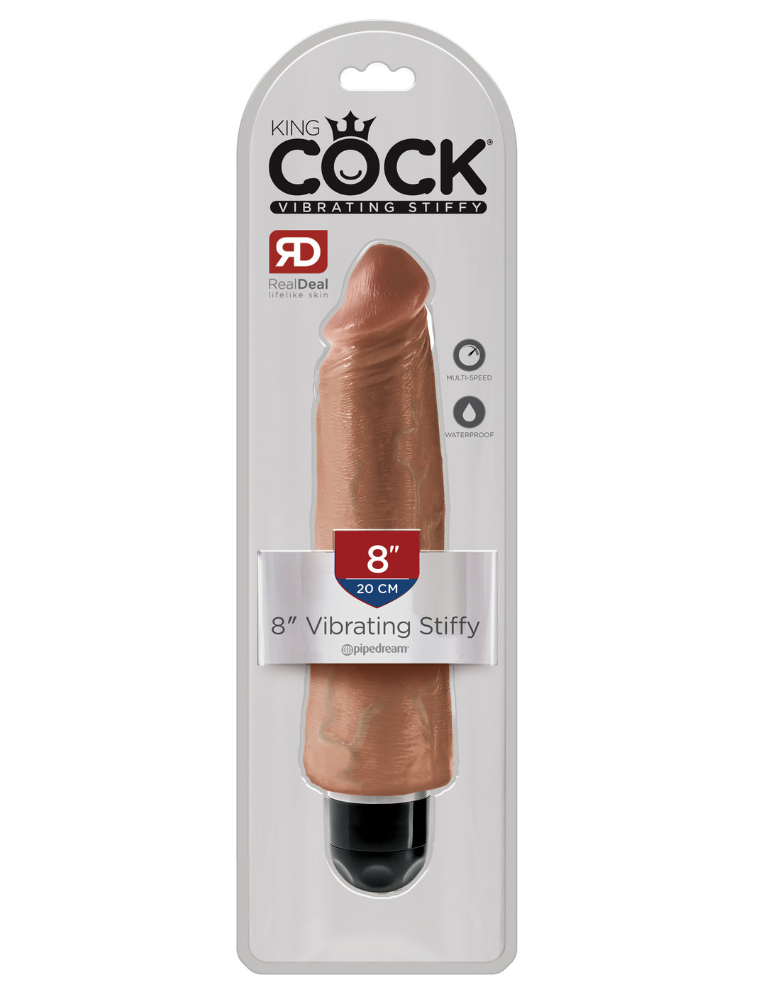 King Cock 8 Inch Vibrating Stiffy - Tan