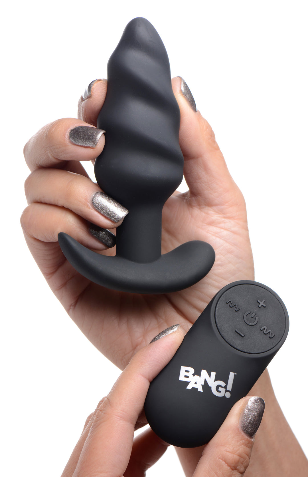 21x Silicone Swirl Plug With Remote -Black