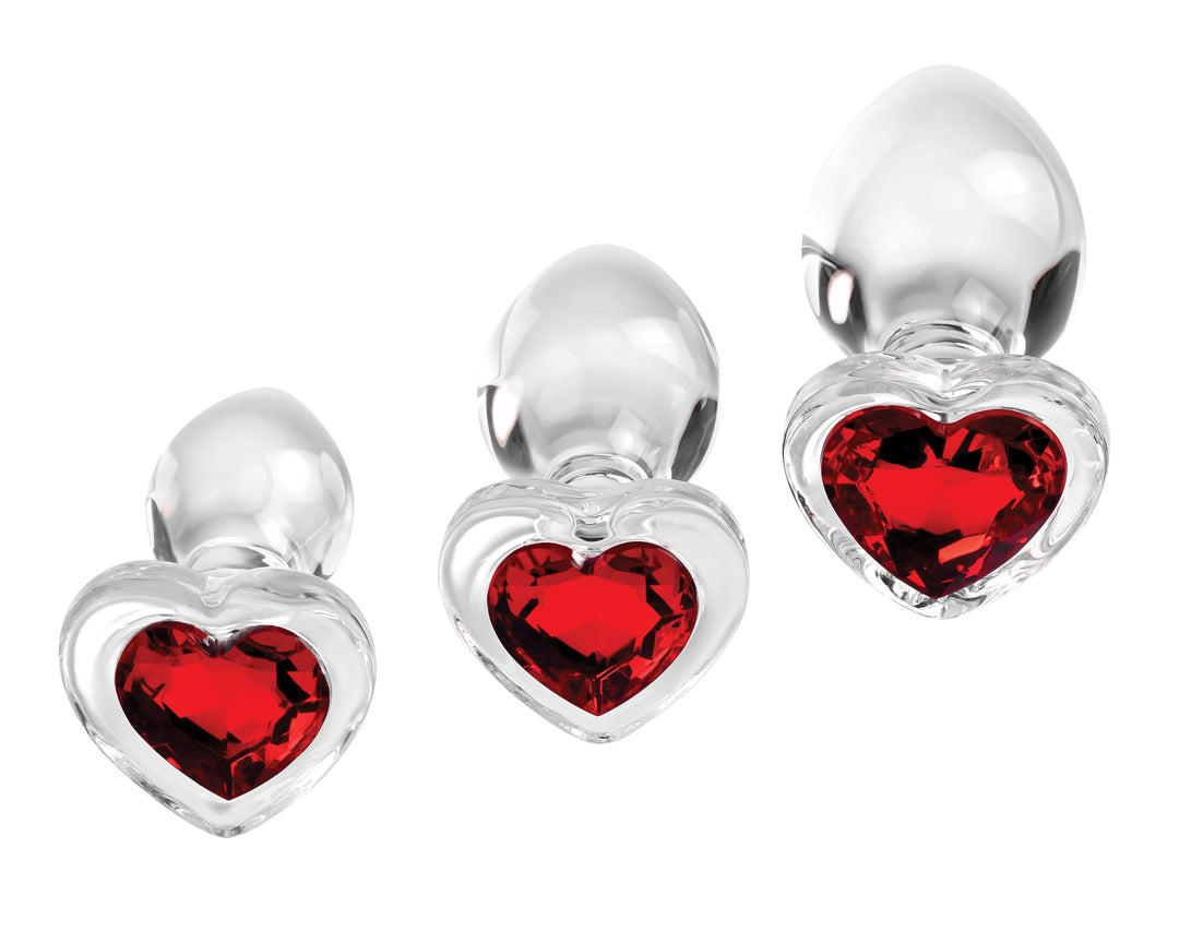 Red Heart Gem Glass Plug Set