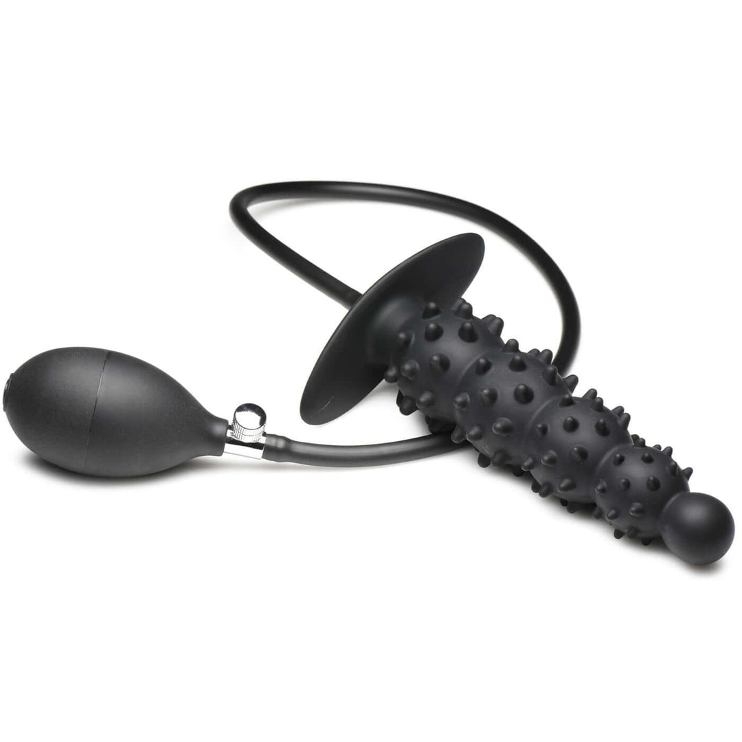 Ass Puffer Nubbed Inflatable Silicone Anal Plug -  Black