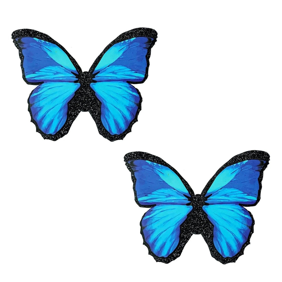 Beautiful Blue Black Glitter Butterfly Nipple  Cover Pasties