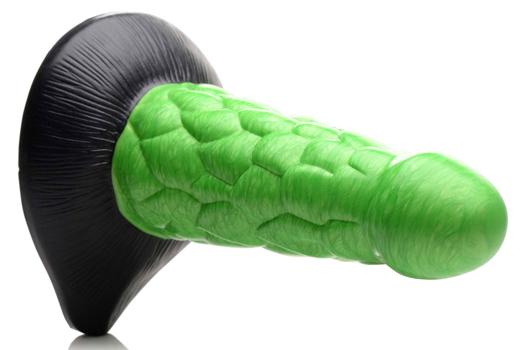 Radioactive Reptile Thick Scaly Silicone  Dildo - Green