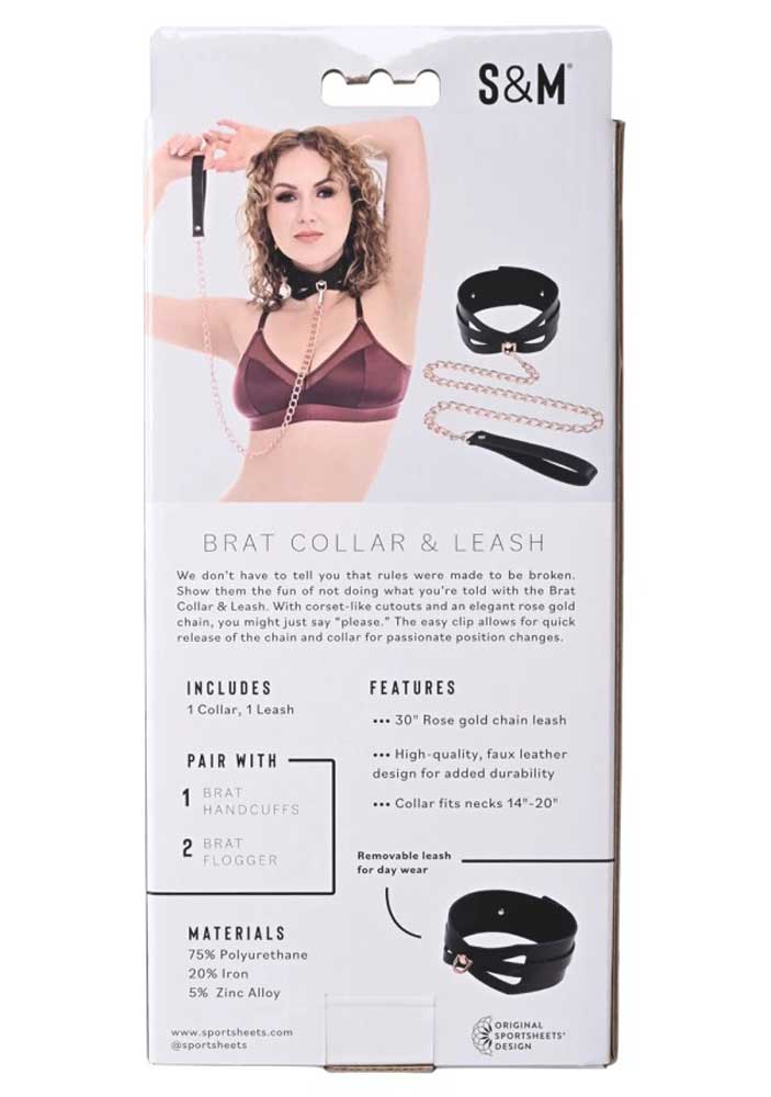 Brat Collar and Leash - Black / Rose Gold