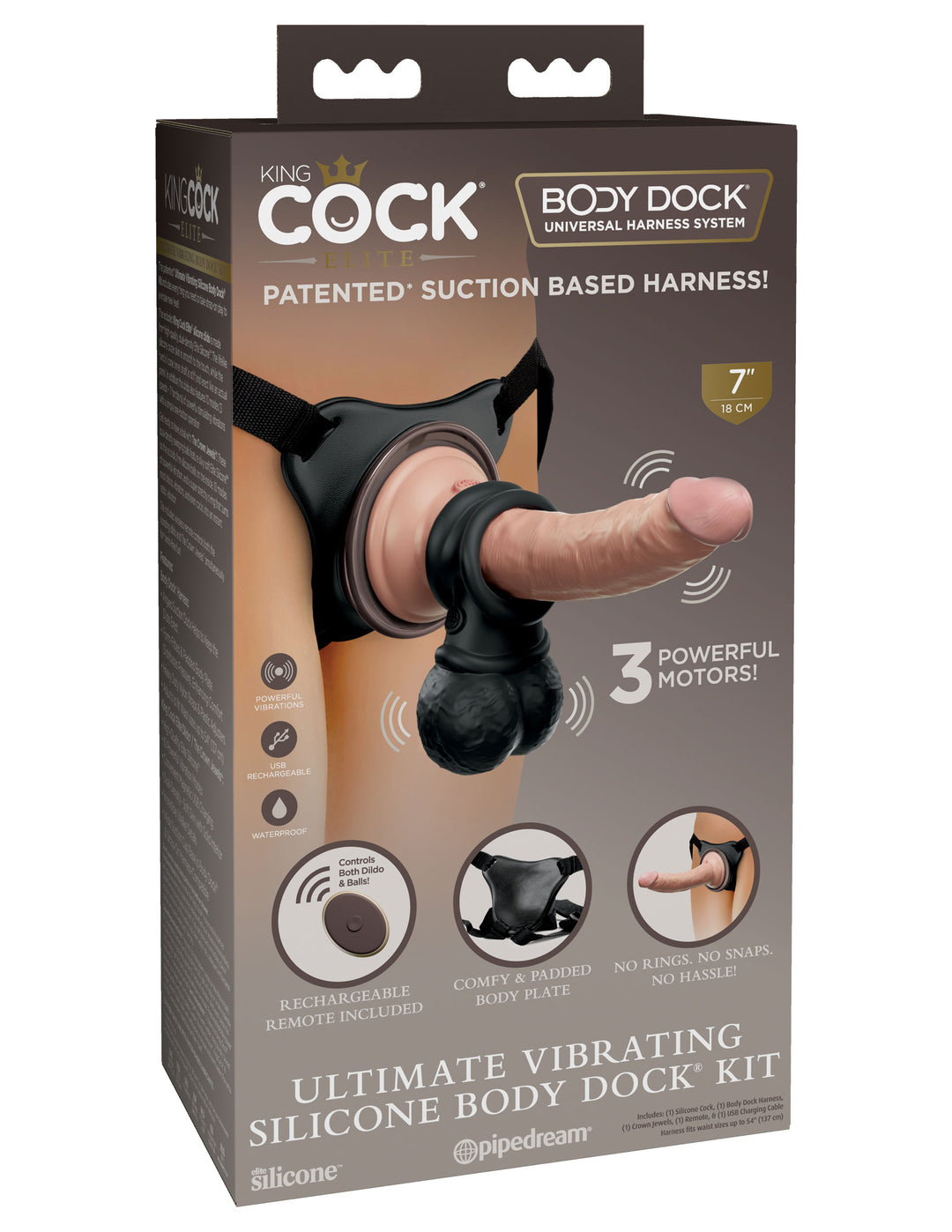 King Cock Elite Ultimate Vibrating Silicone Body  Dock Kit