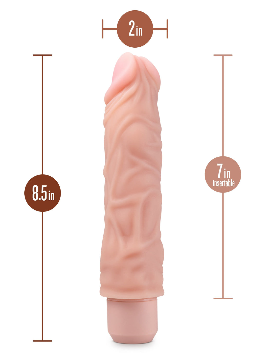 Dr. Skin Silicone - Dr. David - 8 Inch Vibrating  Dildo - Beige