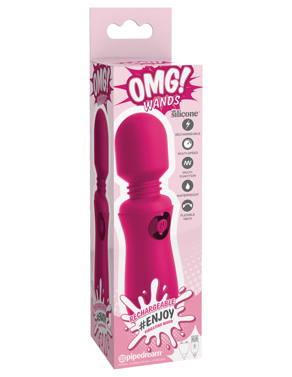 Omg! Wands Enjoy Rechargeable Vibrating Wand - Fuchsia