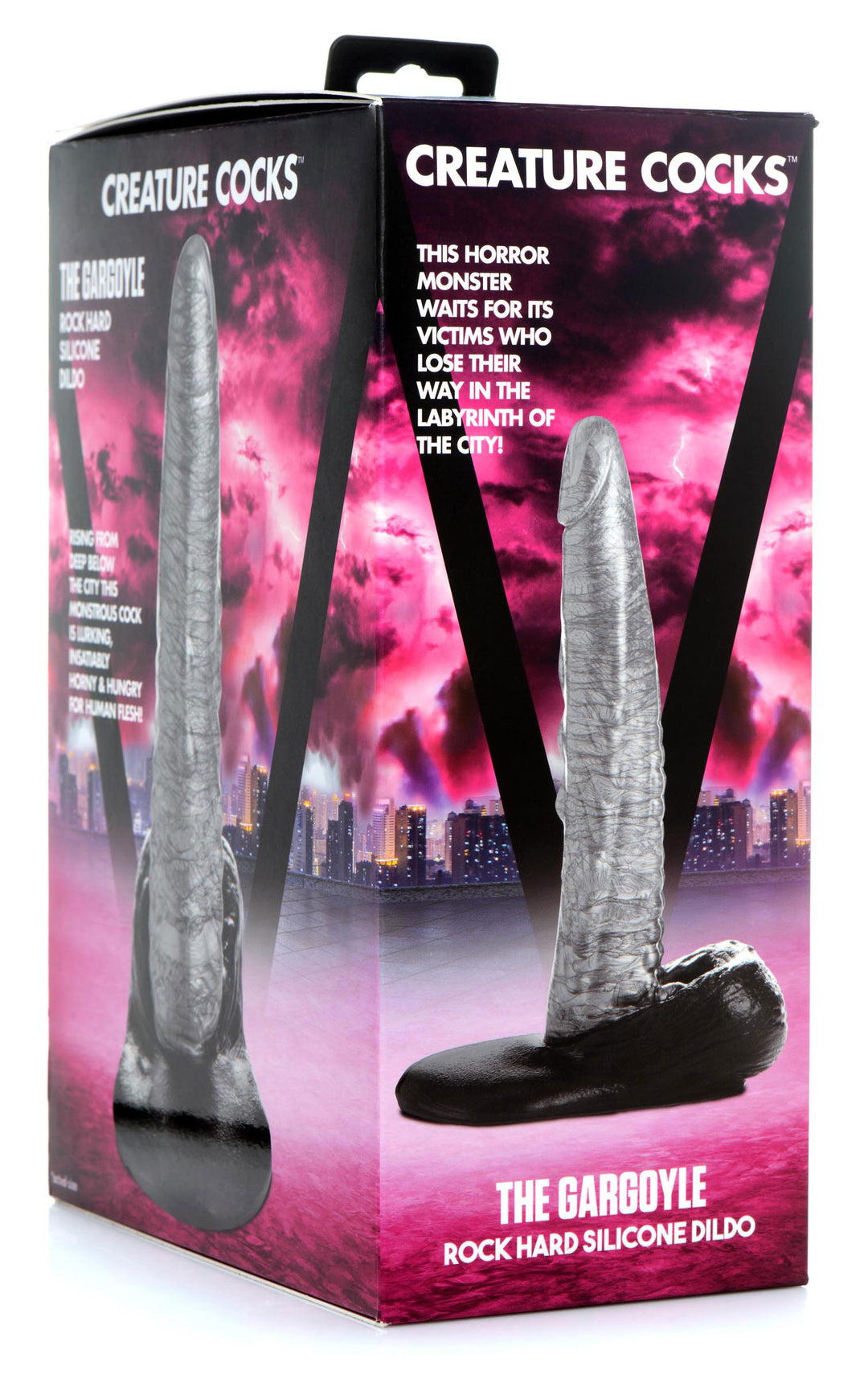 The Gargoyle Rock Hard Silicone Dildo -  Silver