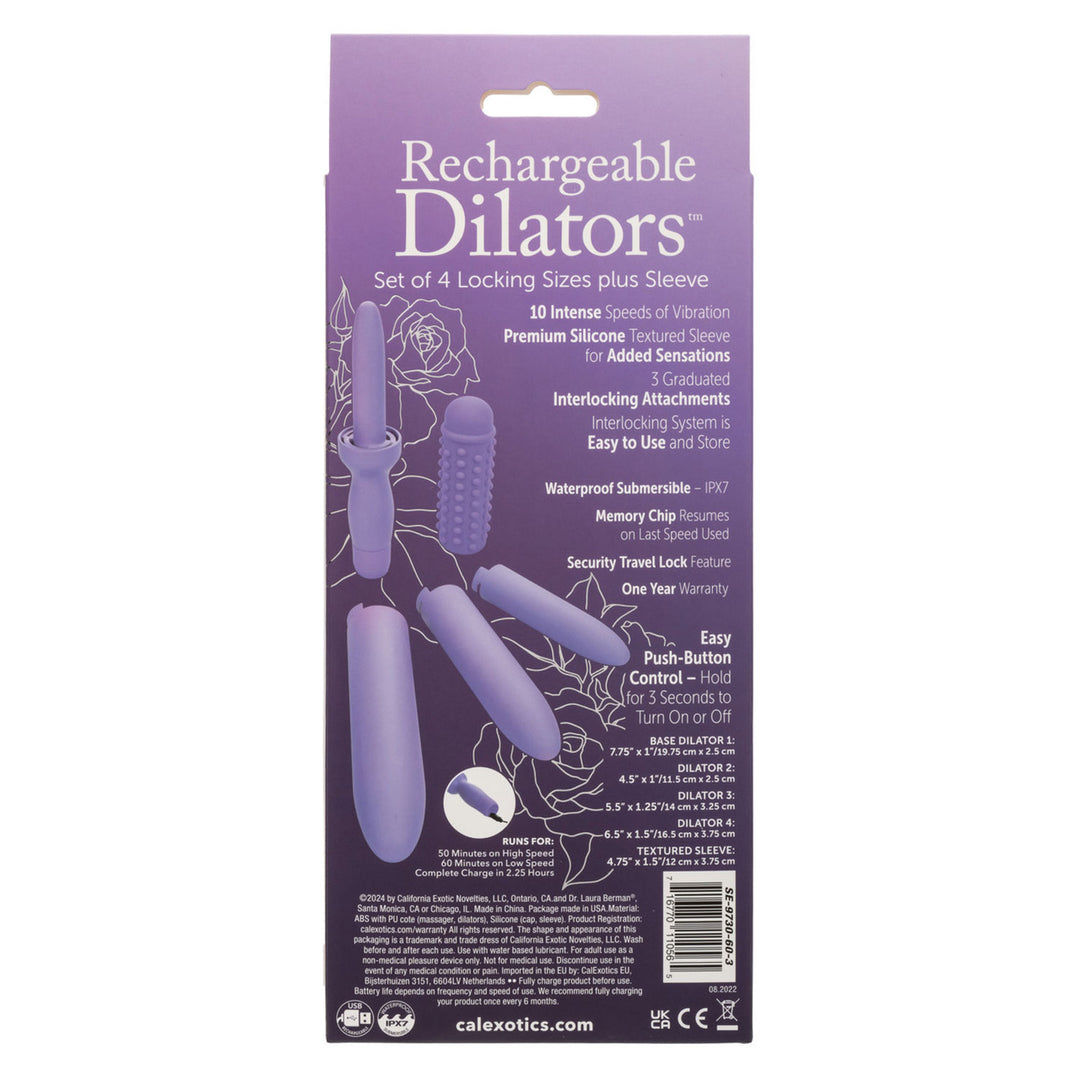 Dr. Laura Berman Rechargeable Dilators Set of 4  Locking Sizes Plus Sleeve - Purple