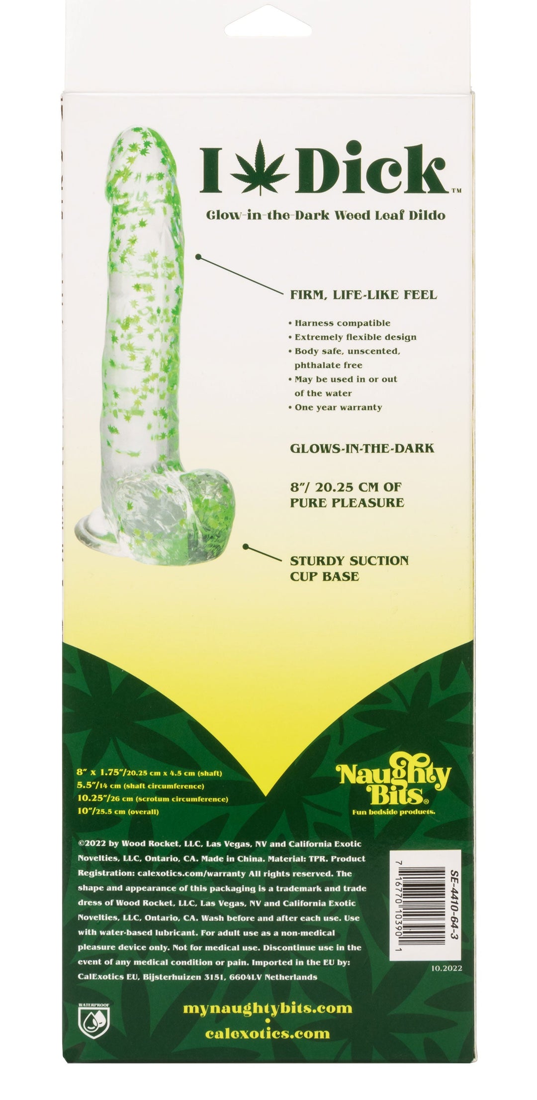 Naughty Bits I Leaf Dick Glow-in-the-Dark Weed  Leaf Dildo - Glow in the Dark