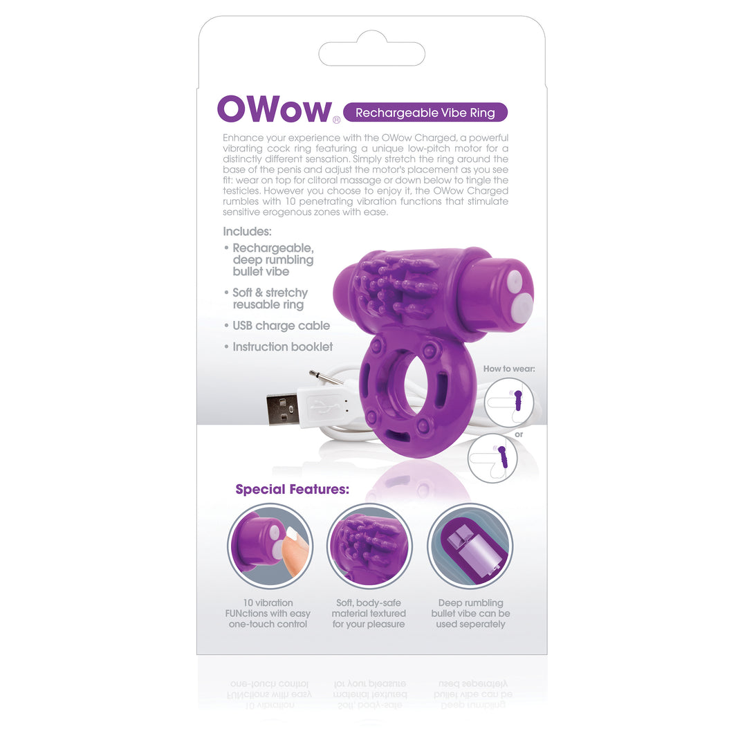 Charged Owow Rechargeable Vibe Ring - Purple