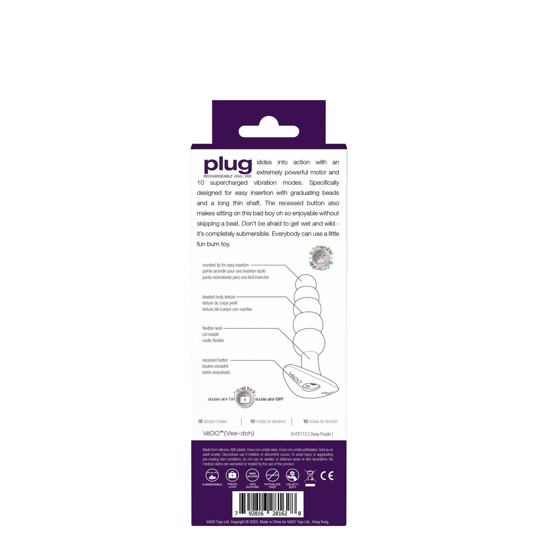 Plug Rechargeable Anal Vibe - Deep Purple