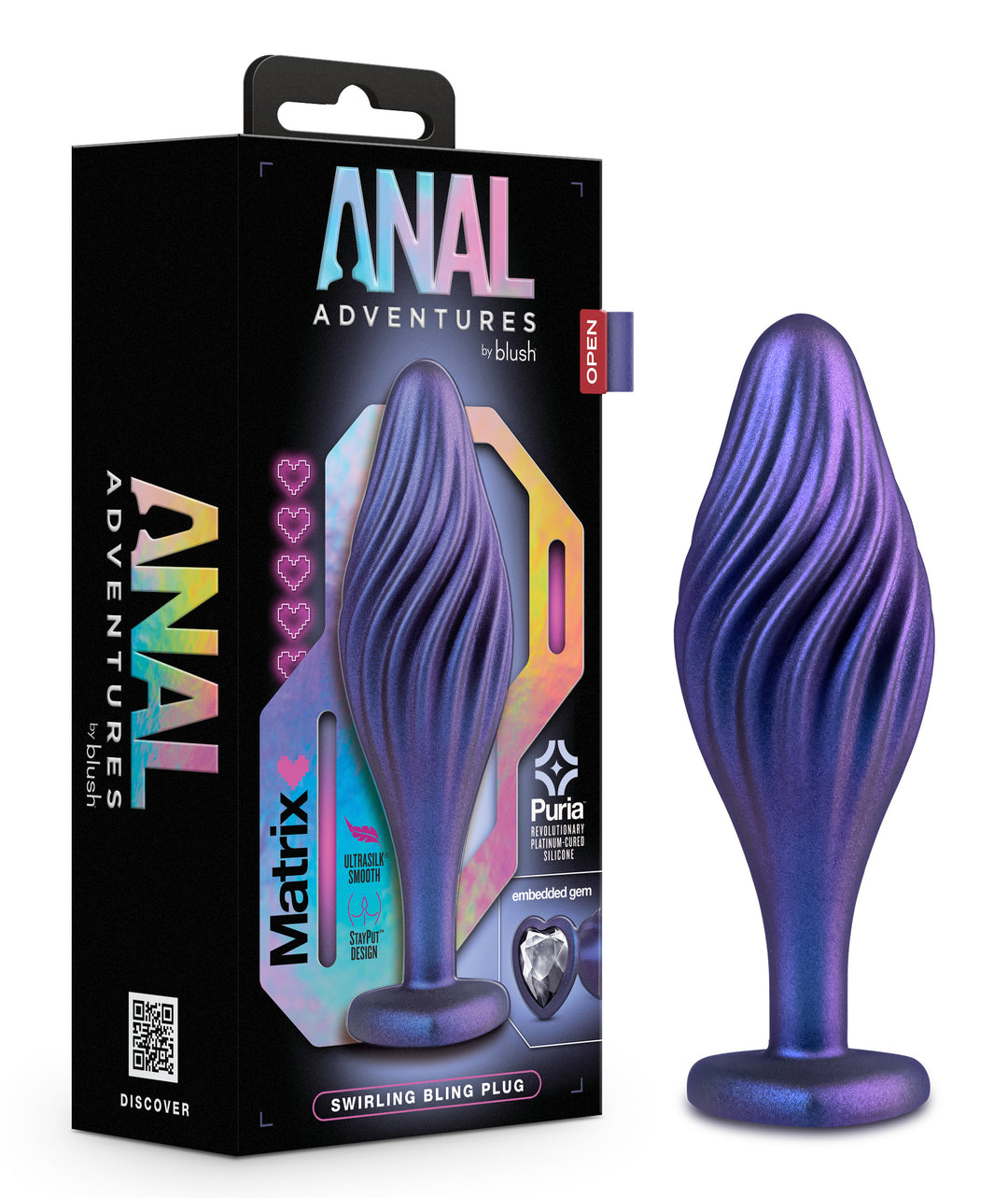 Anal Adventures Matrix - Swirling Bling Plug -  Sapphire