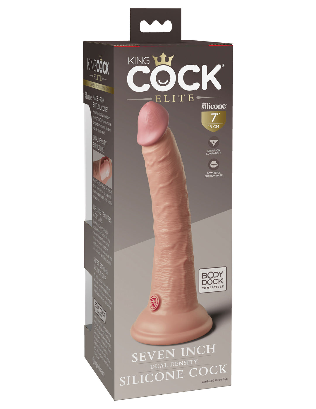 King Cock Elite 7 Inch Silicone Dual Density Cock  - Light