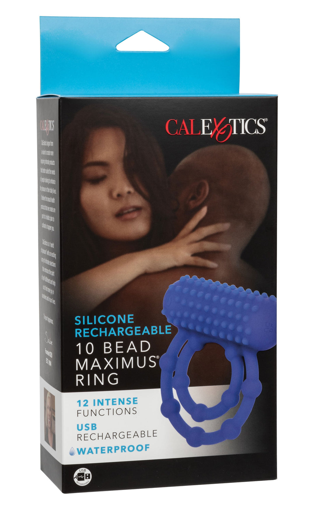 Silicone Rechargeable 10 Bead Maximus Ring - Blue